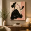 French Vanity Lipstick Fashion Canvas Art – Red & Blush Pink