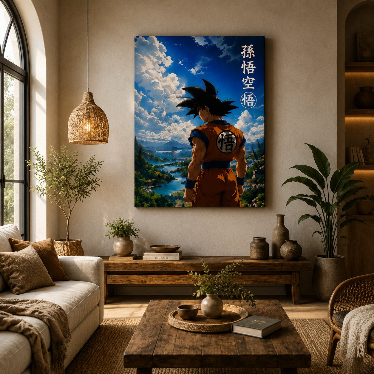 Legendary Saiyan Hero Landscape Canvas Art – Vibrant Anime Wall Décor