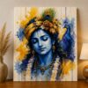 Divine Grace of Krishna – Premium Watercolor Canvas Art