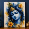 Ethereal Krishna – Floral Watercolor Canvas Art