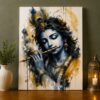 Krishna’s Divine Melody – Elegant Watercolor Canvas Art