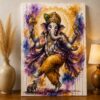 Dancing Lord Ganesha – Vibrant Watercolor Spiritual Art Print