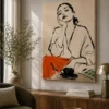 Parisian Cafe Mood Canvas Art – Vermilion Orange & Espresso