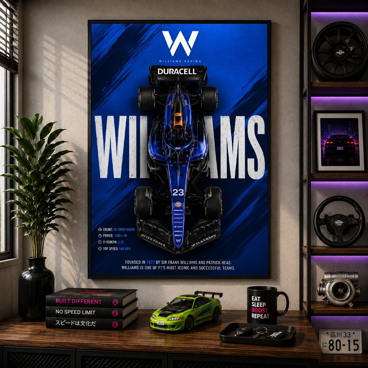 Williams Racing F1 Team Poster – No. 23 Formula One Racing Car Spec Canvas Print