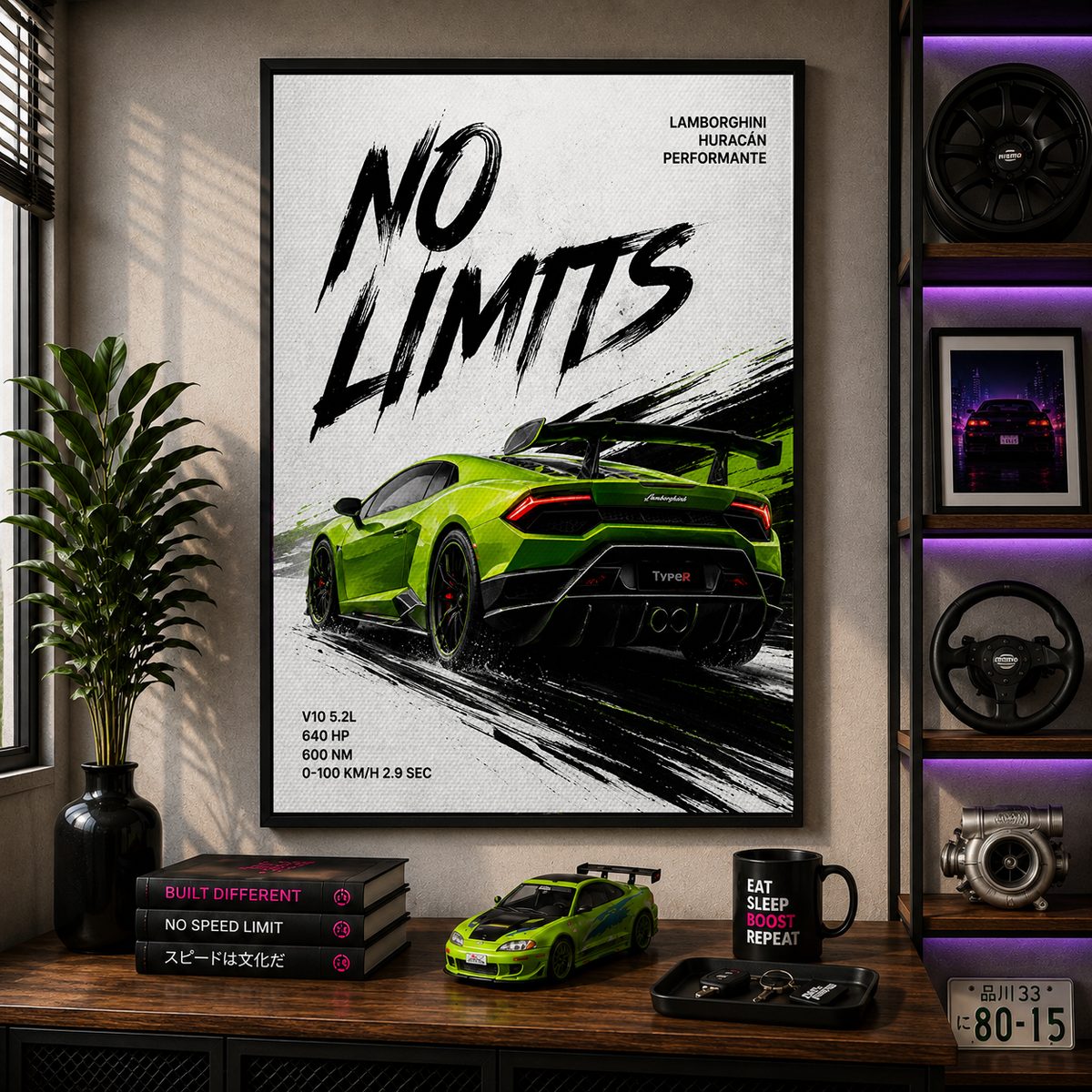 Lamborghini Huracán Performante Canvas Poster – No Limits Exotic Supercar Spec Wall Art