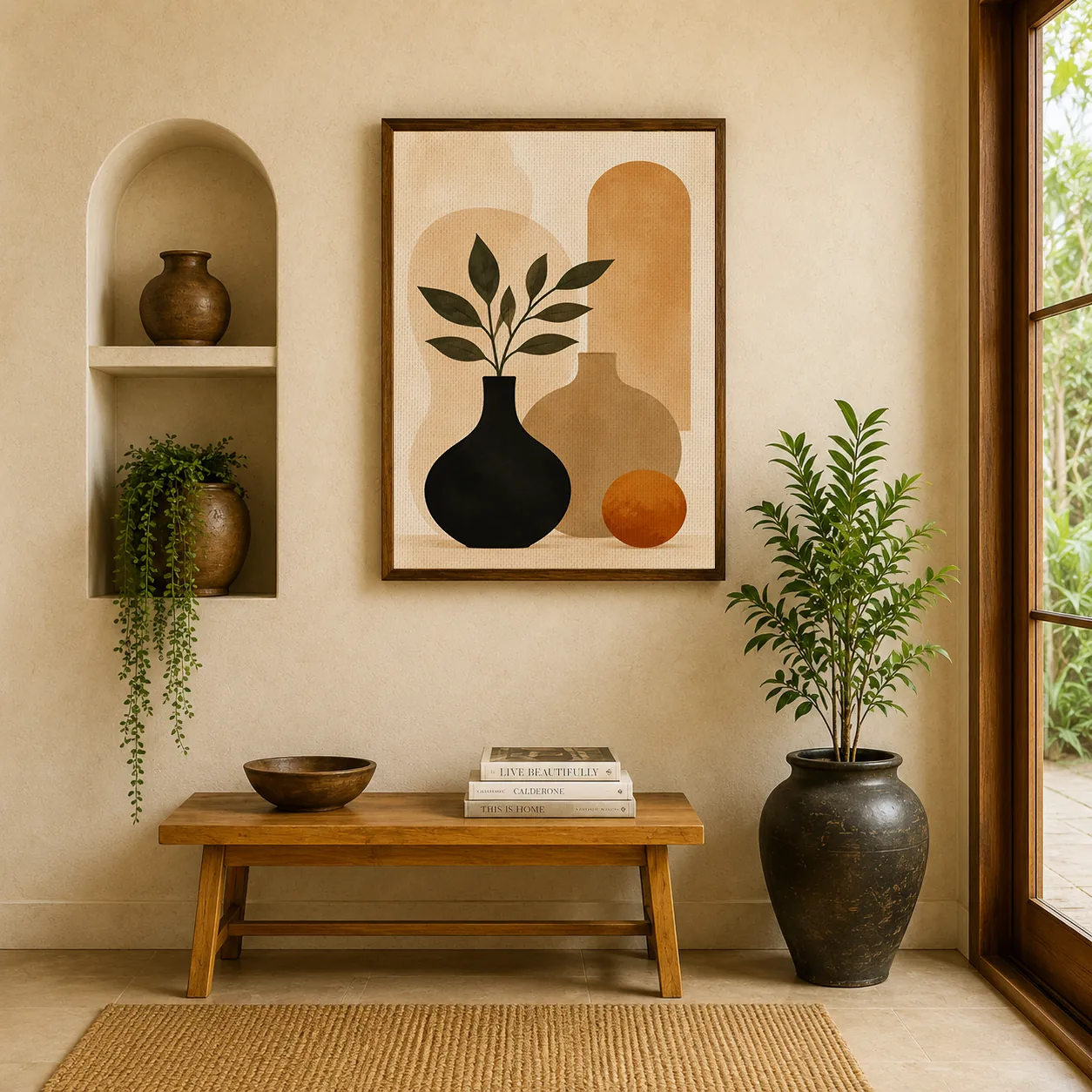 Earthbound Harmony – Modern Mid-Century Ceramic Shapes Illustration