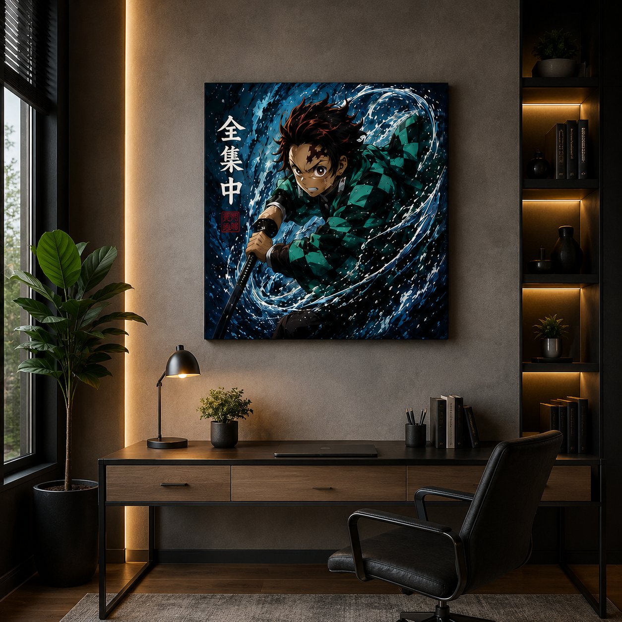 Demon Slayer Tanjiro Anime Wall Art – Water Breathing Torrent Canvas Print - Image 2