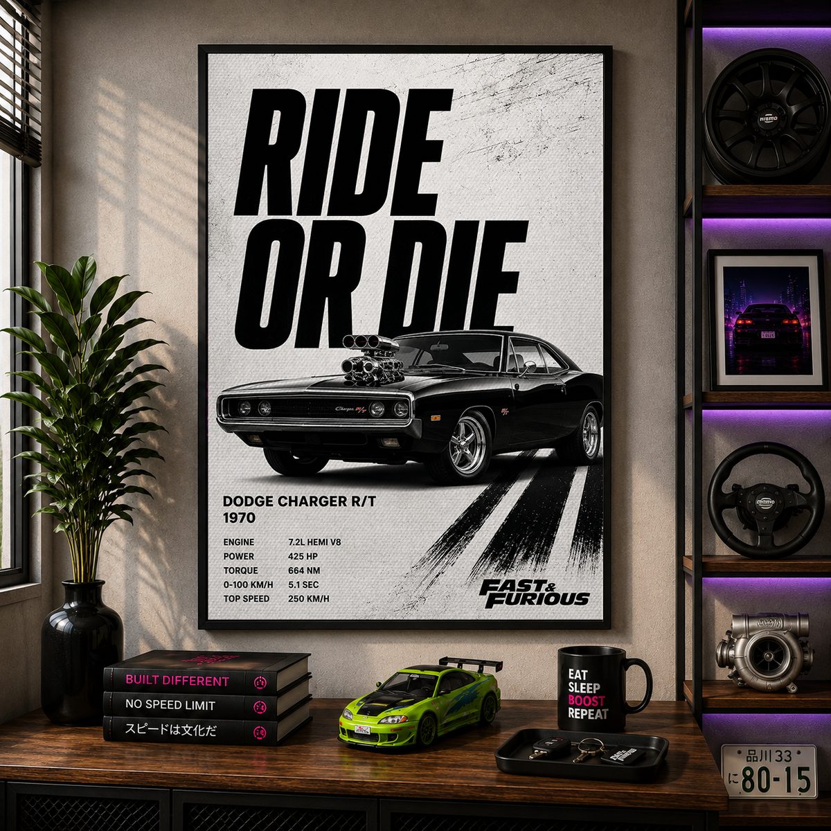 Classic 1970 Dodge Charger R/T Canvas Poster – Ride or Die Fast & Furious Muscle Car Wall Art - Image 4
