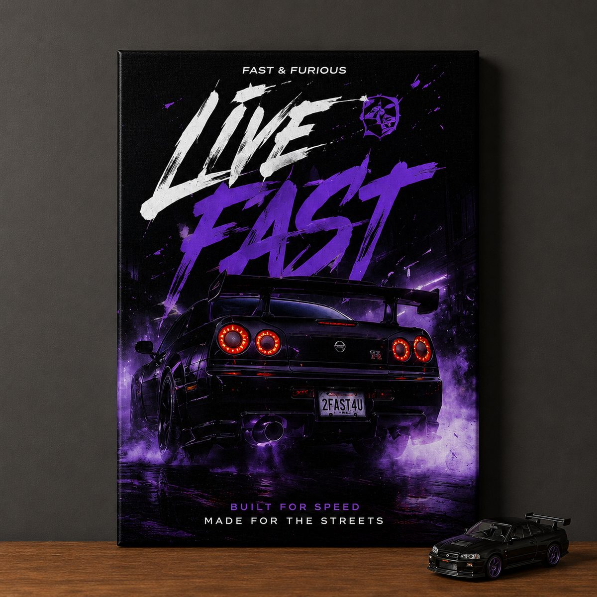 JDM Nissan Skyline GT-R R34 Canvas Poster – Live Fast Fast & Furious Street Racing Wall Art - Image 2