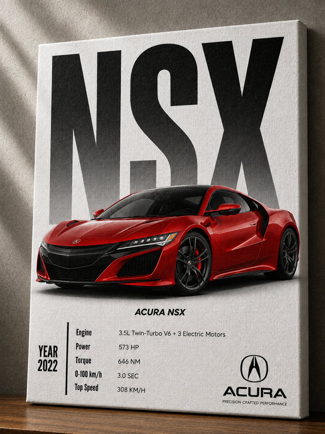 Acura NSX Hybrid Supercar Wall Art – Curva Red JDM Performance Canvas Print - Image 5