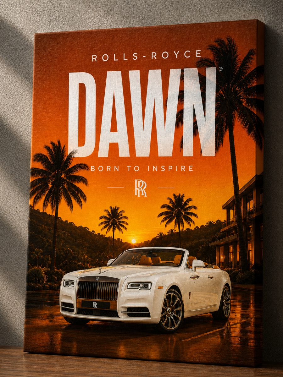 Rolls-Royce Dawn Canvas Poster – Born To Inspire Luxury Convertible Sunset Wall Art - Image 4