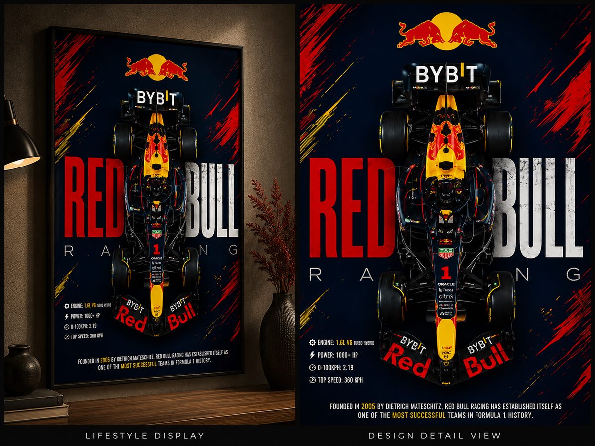 Red Bull F1 Racing Car Wall Art – Oracle Formula 1 Max Verstappen Canvas Print - Image 2