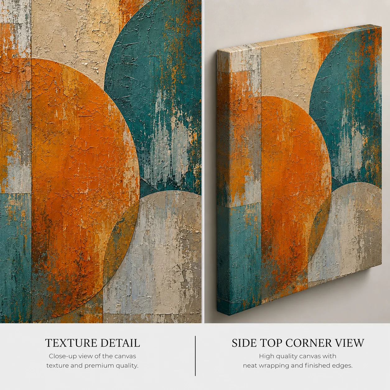 Intersecting Orbs – Heavy Texture Palette Knife Geometric Illustration - Image 4