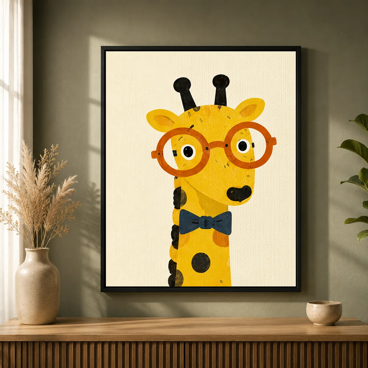 Cute Giraffe in Glasses Canvas Print - Geeky Giraffe Kids Wall Art