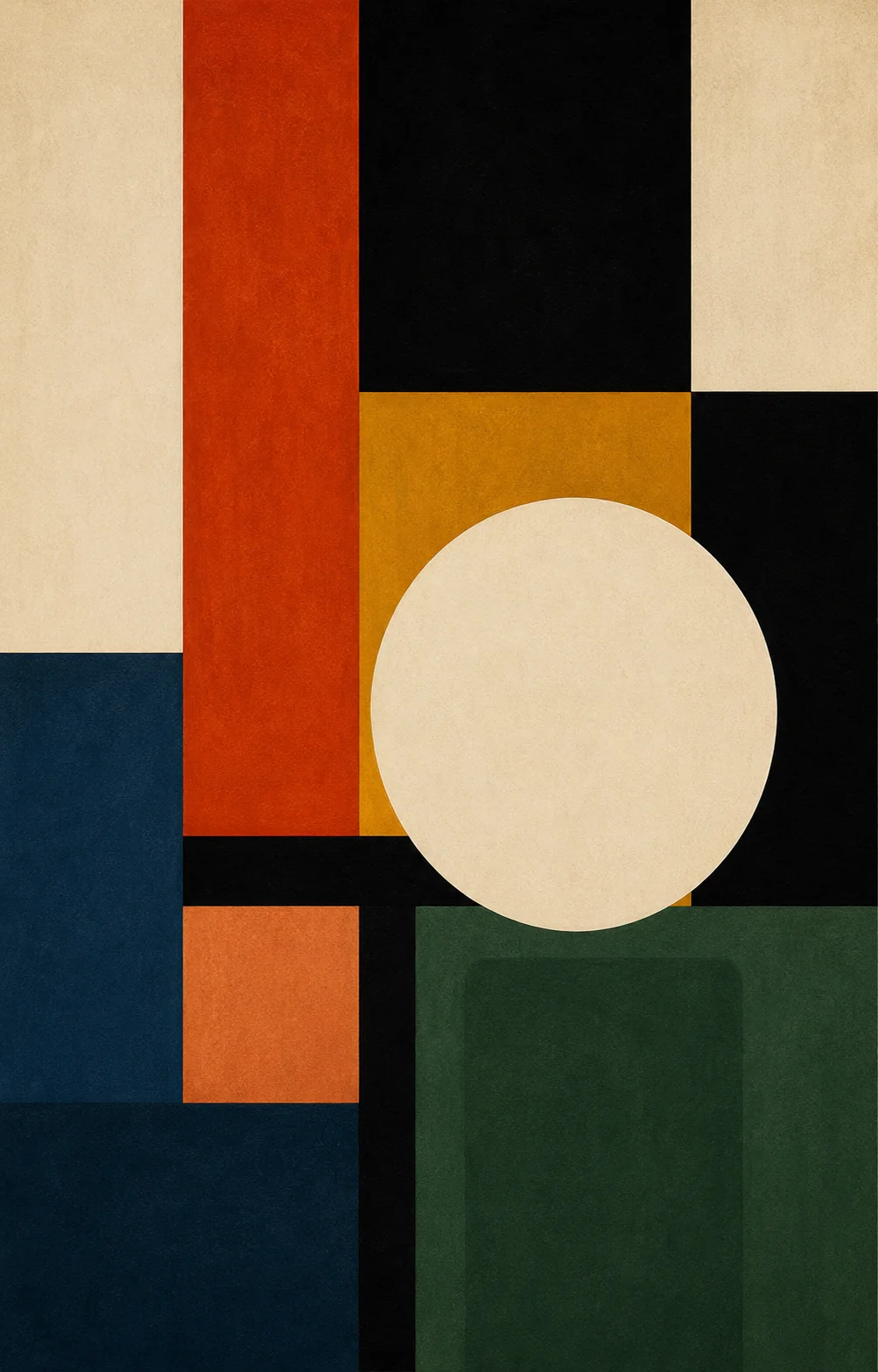 Bauhaus Abstract Geometric Circle Canvas Print -Mid-Century Modern Color Block Wall Art - Image 2