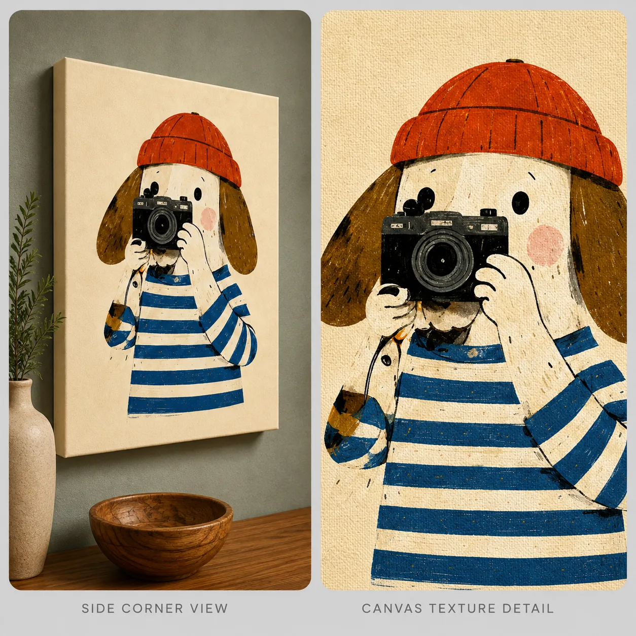Photographer Dog Canvas Print - Retro Dog Taking Picture Kids Wall Art - Image 4