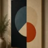 Bauhaus Abstract Geometric Split Circle Canvas Print - Mid-Century Modern Minimalist Wall Art