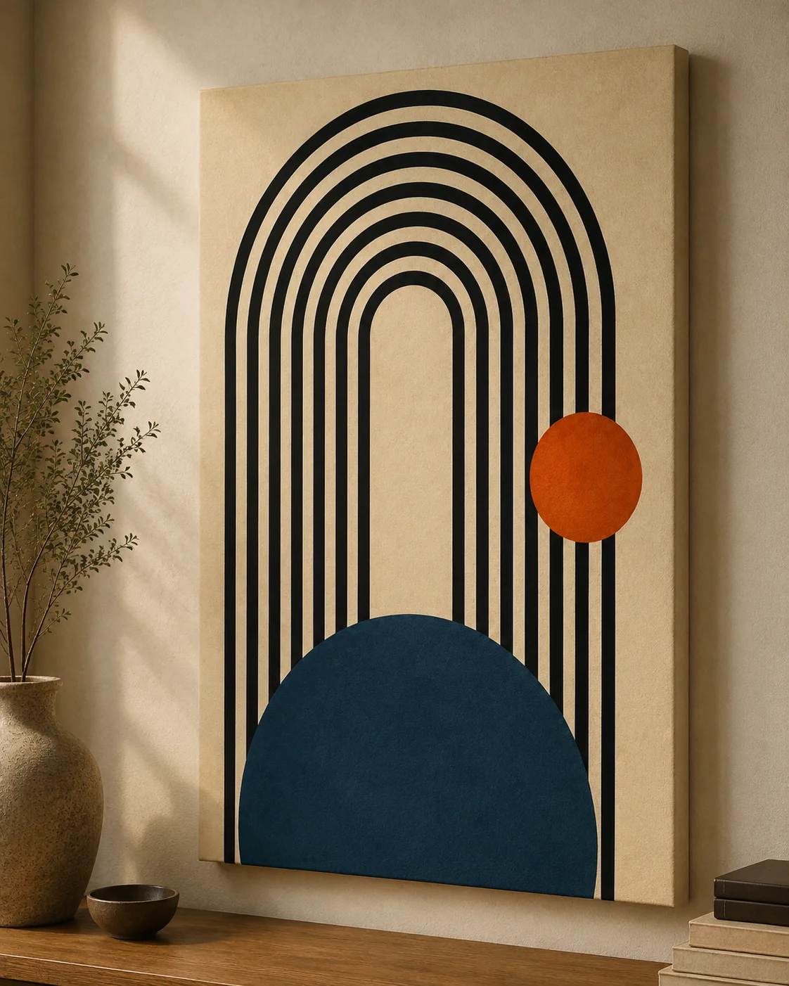 Bauhaus Abstract Geometric Arch Canvas Print - Mid-Century Modern Minimalist Wall Art