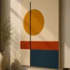 Bauhaus Abstract Sun & Lines Canvas Print -Mid-Century Modern Geometric Wall Art