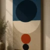 Bauhaus Abstract Geometric Circles Canvas Print - Mid-Century Modern Minimalist Wall Art
