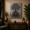 Luxury Tree of Life Canvas Art – Premium Silver Metallic Lotus Base Print