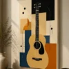 Bauhaus Abstract Acoustic Guitar Canvas Print -Mid-Century Modern Musical Wall Art