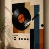 Bauhaus Abstract Vinyl Record Player Canvas Print-Mid-Century Modern Retro Music Wall Art