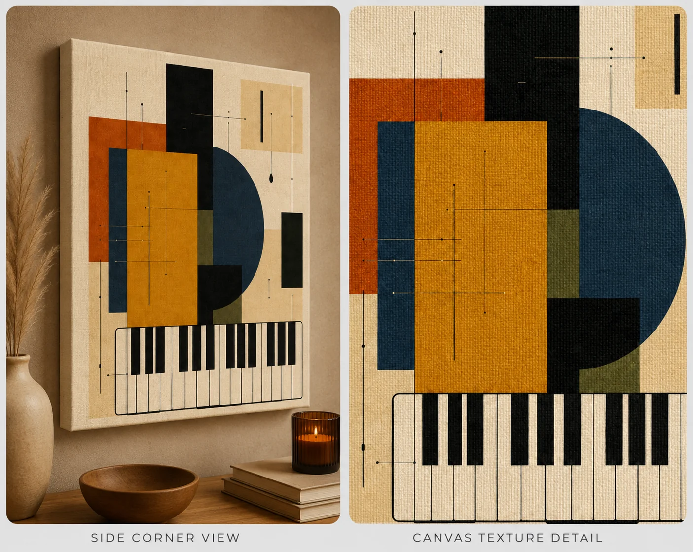Bauhaus Abstract Piano Keyboard Music Canvas Print -Mid-Century Modern Geometric Wall Art - Image 2