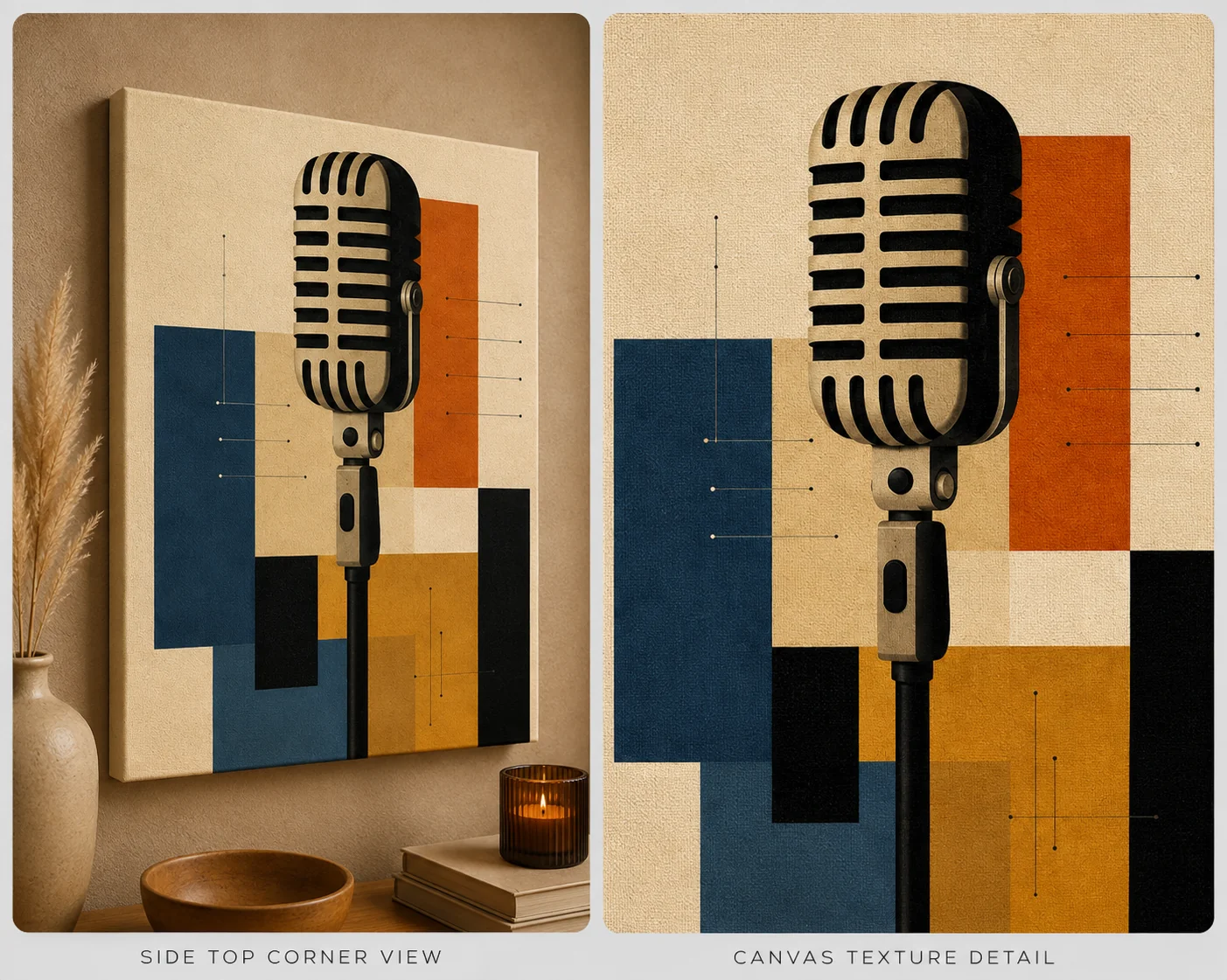 Bauhaus Abstract Vintage Microphone Canvas Print - Mid-Century Modern Retro Music Wall Art - Image 3